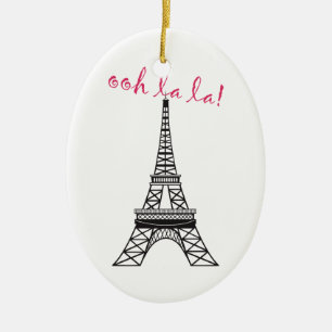 Personalized Paris Eiffel Tower Christmas Ornament