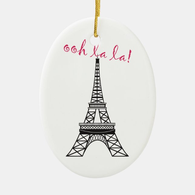 Personalized Paris Eiffel Tower Christmas Ornament (Front)