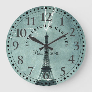 Personalized Paris Eiffel Tower Large Clock