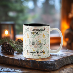 Personalized Paris Memory - Line Art Landmark  Two-Tone Coffee Mug