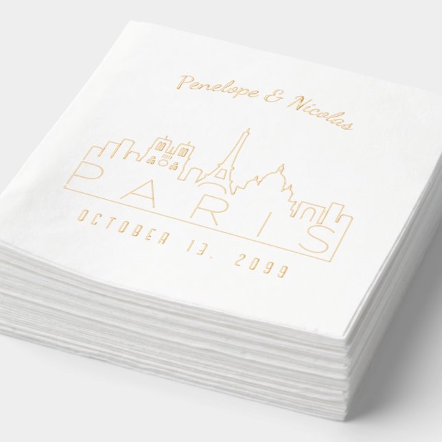 Personalized Paris Napkins Gold Foil (Detail)