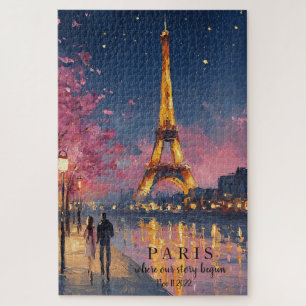 Personalized Paris Night Custom Quote Jigsaw Puzzle