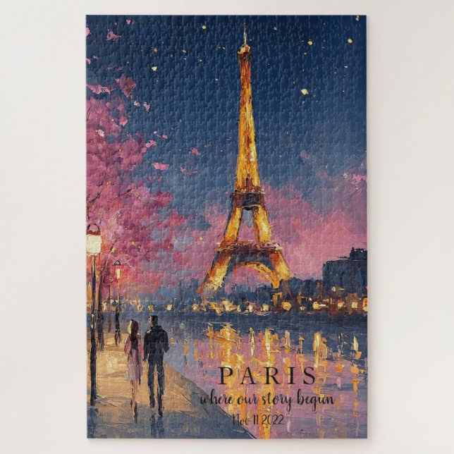 Personalized Paris Night | Custom Quote  Jigsaw Puzzle (Vertical)