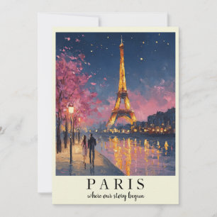 Personalized Paris Night Flat Card Custom Quote