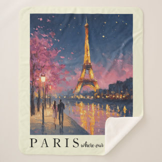 Personalized Paris Night Wall Art Poster  Sherpa Blanket