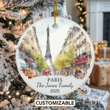 Personalized Paris Ornament, France Gift