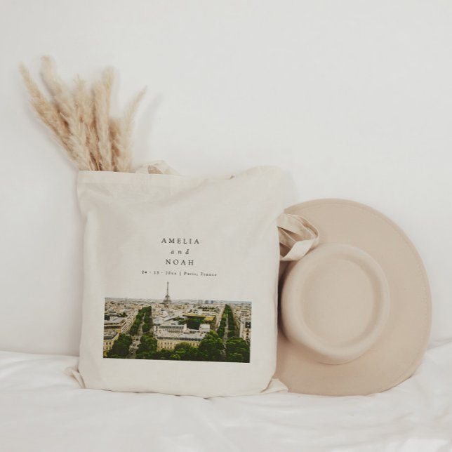 Personalized Paris Wedding Watercolor Tote Bag (Creator Uploaded)