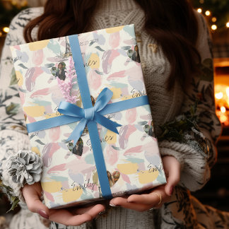 Personalized Parisian Romance with photos & names Wrapping Paper