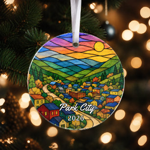 Personalized Park City Acrylic Ornament, Custom Ut Ornament