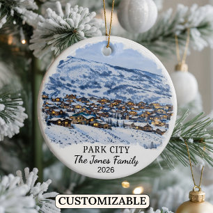 Personalized Park City Ornament, Custom Utah Ceram Ceramic Ornament