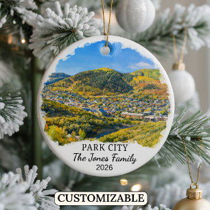 Personalized Park City Ornament, Custom Utah Ceram Ceramic Ornament