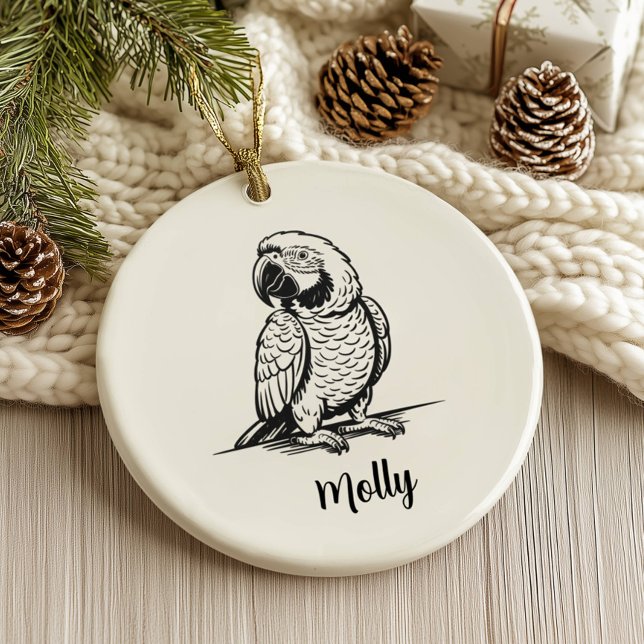 Personalized Parrot Christmas Ceramic Ornament (Creator Uploaded)
