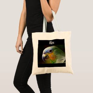 Personalized Parrot Photo and Name Tote Bag