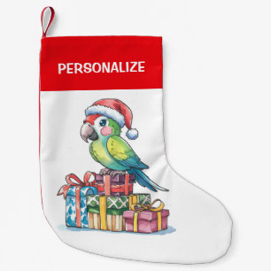 Personalized parrot wearing a Santa hat  Christmas Small Christmas Stocking