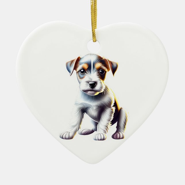 Personalized Parson Russell Terrier Puppy Ceramic Ornament (Front)