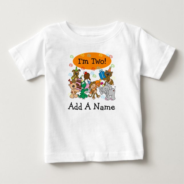 Personalized Party Animals 2nd Birthday Tshirt (Front)