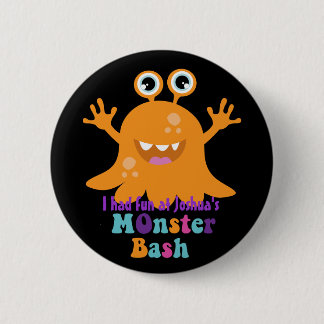 Personalized Party Badge - Orange Monster 2 Inch Round Button