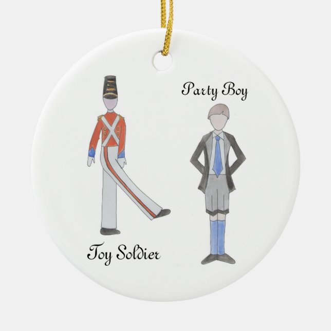 Personalized Party Boy/Toy Soldier Nutcracker  Ceramic Ornament (Front)