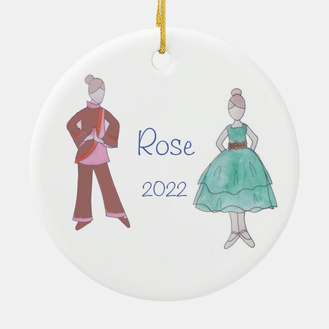 Personalized Party Girl/Chinese Tea Nutcracker  Ceramic Ornament (Back)