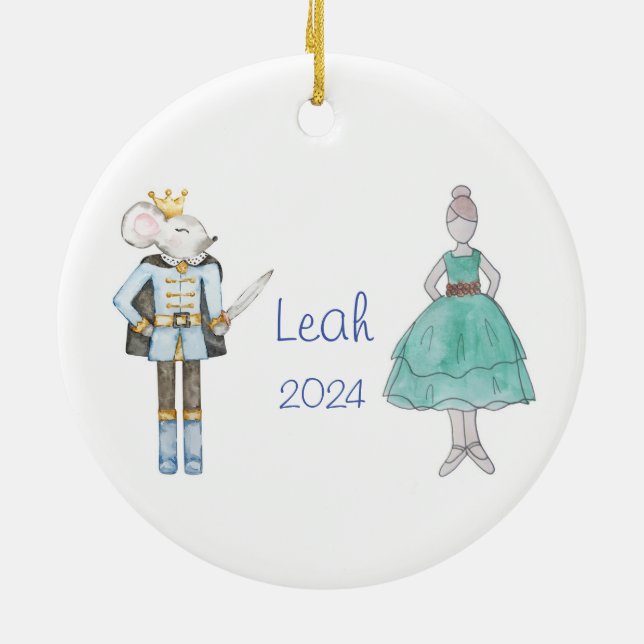 Personalized Party GirlMouse King Nutcracker  Ceramic Ornament (Back)