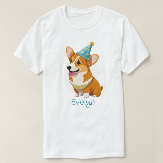 Personalized Party Hat Welsh Corgi  T-Shirt (Design Front)