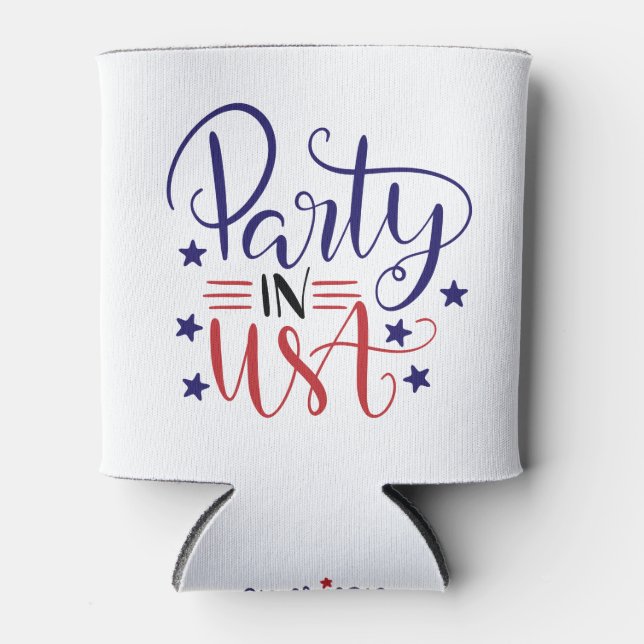 Personalized Party In The USA Design Can Cooler (Front)