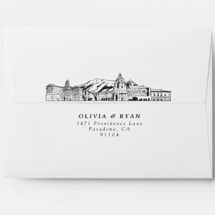 Personalized Pasadena Skyline Sketch Envelope
