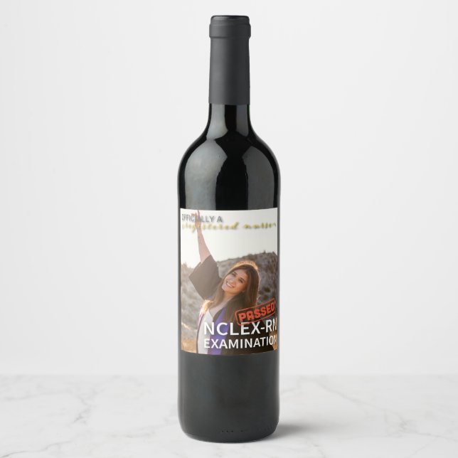 personalized passed nclex rn nurse celebration wine label (Front)