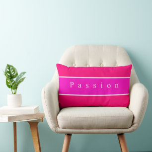Personalized Passion Pink and White Home or Office Lumbar Pillow