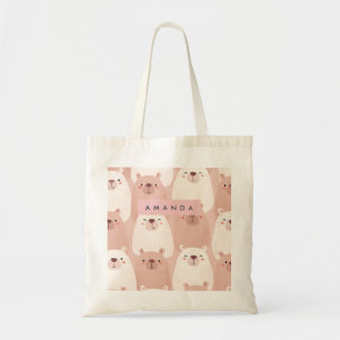 Personalized Pastel Adorable Capybara Tote Bag