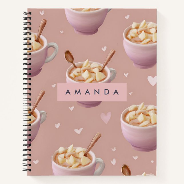 Personalized Pastel Apple Cinnamon Tea Pattern  Notebook (Front)