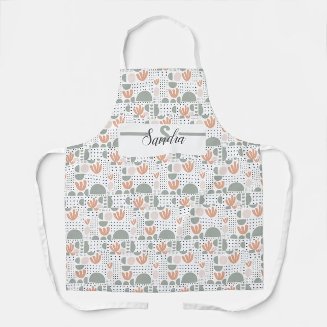 Personalized Pastel Apron - Modern Initial & Name  (Front)