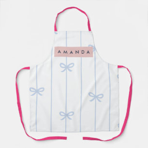 Personalized Pastel Blue Bow Pattern Apron