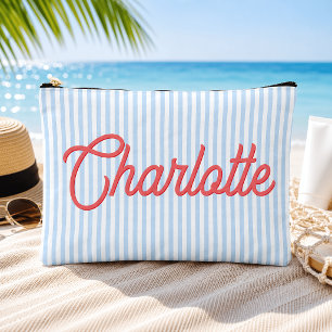 Personalized Pastel Blue Coral Coast Travel Pouch