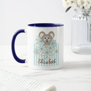 Personalized Pastel Blue Cute Koala Bear Kids Mug