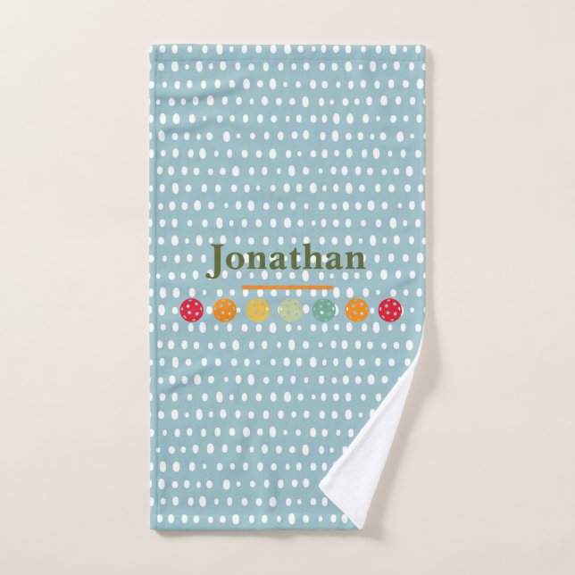 Personalized Pastel Blue Pattern Pickle Ball  Hand Towel (Hand Towel)