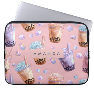Personalized Pastel Boba Tea Dream Aesthetic Laptop Sleeve