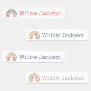 Personalized Pastel Boho Rainbow School Name