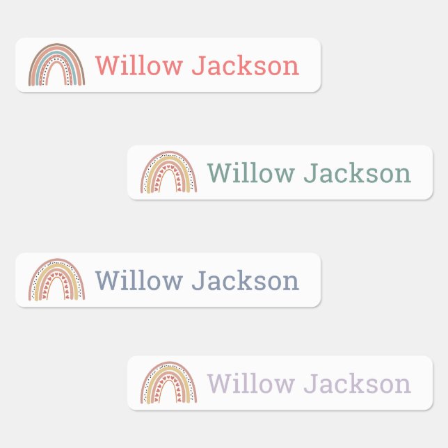 Personalized Pastel Boho Rainbow School Name (Group)