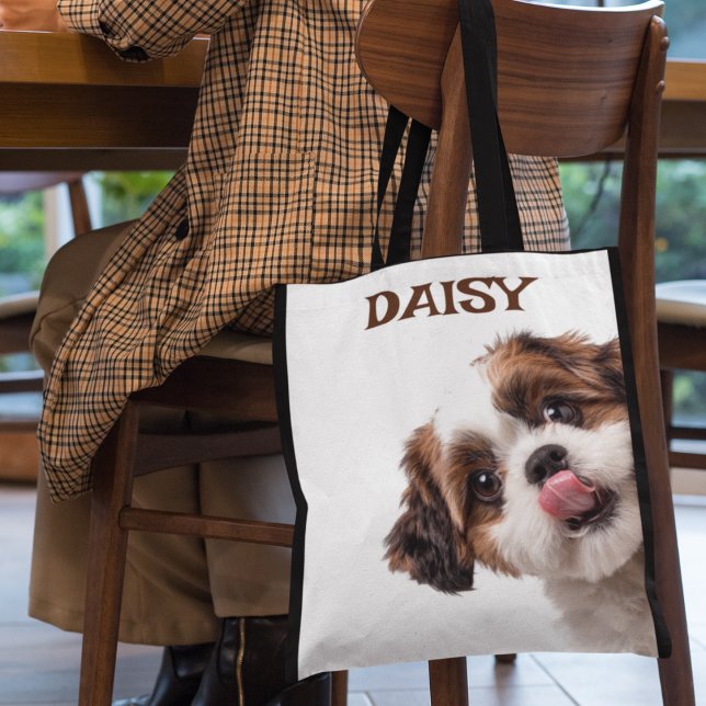 Personalized Pastel Brown Dog Photo Tote Bag (Creator Uploaded)