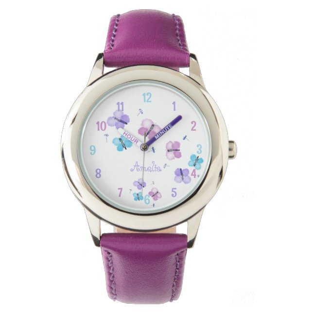 Personalized Pastel Butterfly Watch (Front)