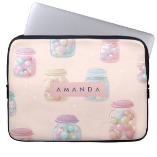 Personalized Pastel Candy Jar Pattern Laptop Sleeve