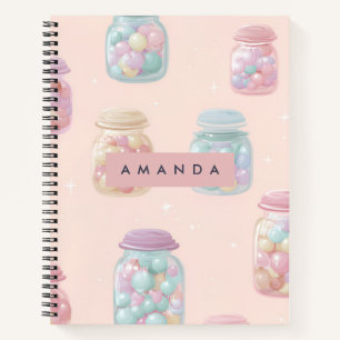 Personalized Pastel Candy Jar Pattern Notebook