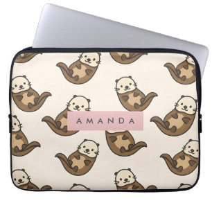 Personalized Pastel Charming Cat Pattern Laptop Sleeve