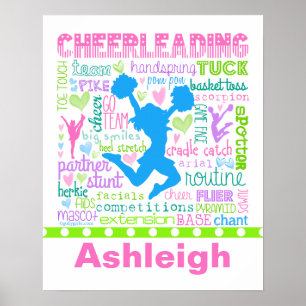 Personalized Pastel Cheerleading Words Typography Poster