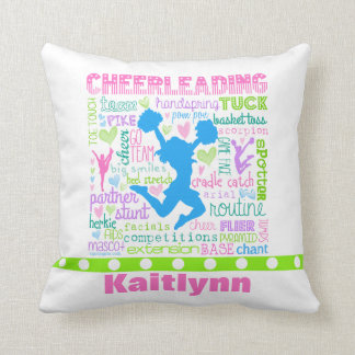 Personalized Pastel Cheerleading Words Typography Throw Pillow
