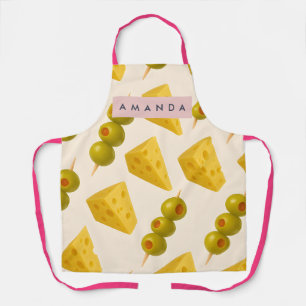 Personalized Pastel Cheese and Olive Pattern Apron