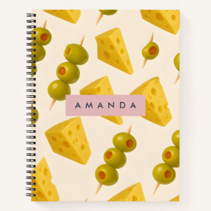 Personalized Pastel Cheese and Olive Pattern Notebook