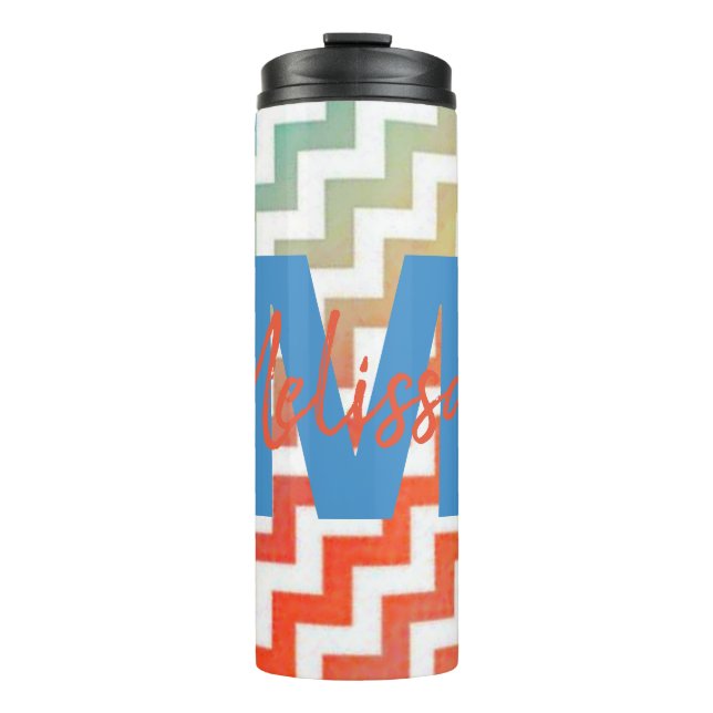 Personalized Pastel chevron Thermal Tumbler (Front)