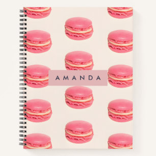 Personalized Pastel Chic Pink Macaron Pattern Notebook